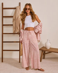Arinah Striped Wide Leg Drawstring Pant