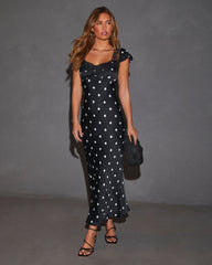 Bianca Flutter Sleeve Lace Trim Maxi Dress