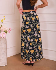 Airy Sol Fruit Floral Print Maxi Skirt